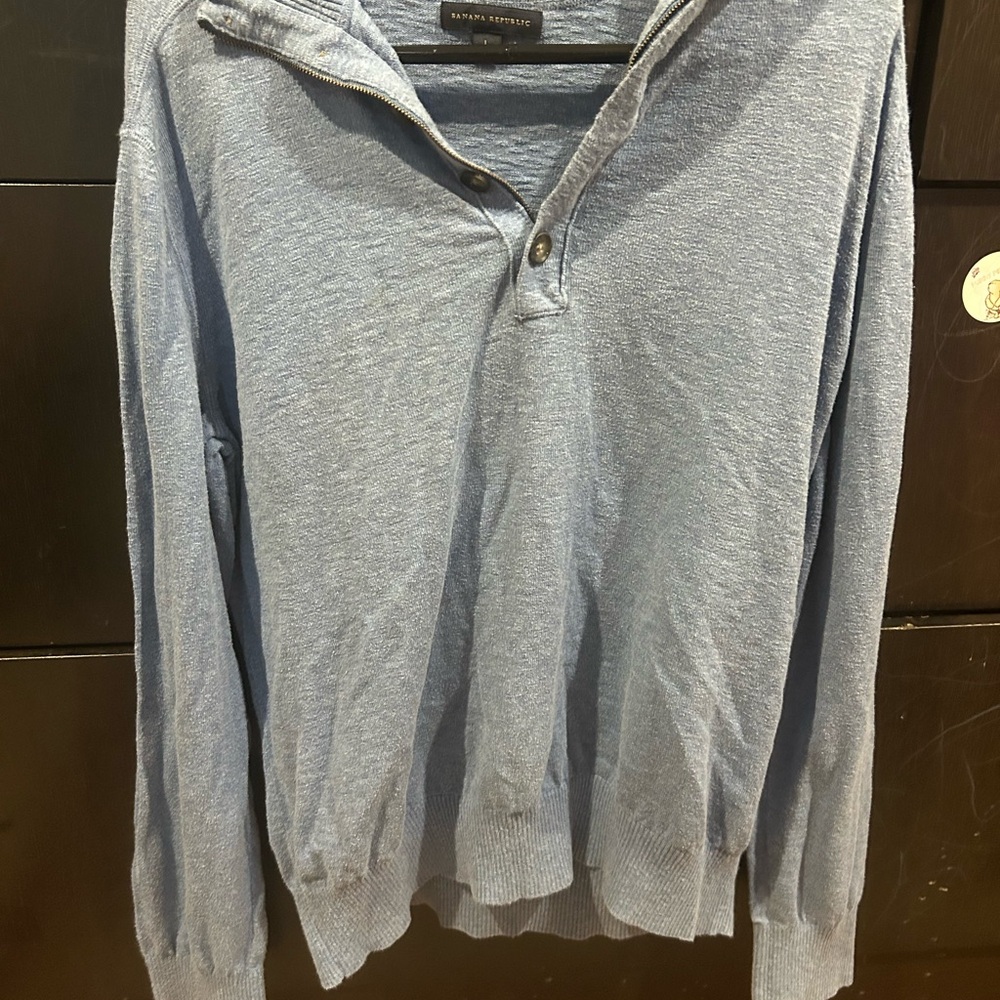 Banana Republic Blue Zip Up Men's Sweater